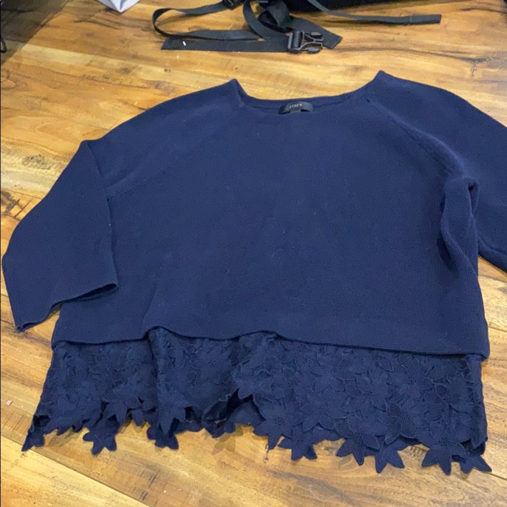J crew lace bottom 3/4 sleeve sweater